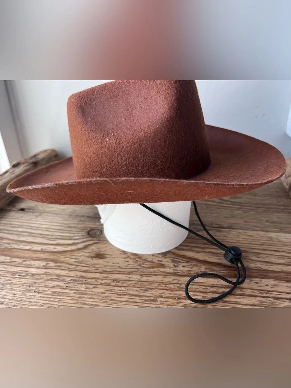Small Brown Felt Cowboy Hat for Dog, Cat, Pet Costume w Adjustable Chin Cord